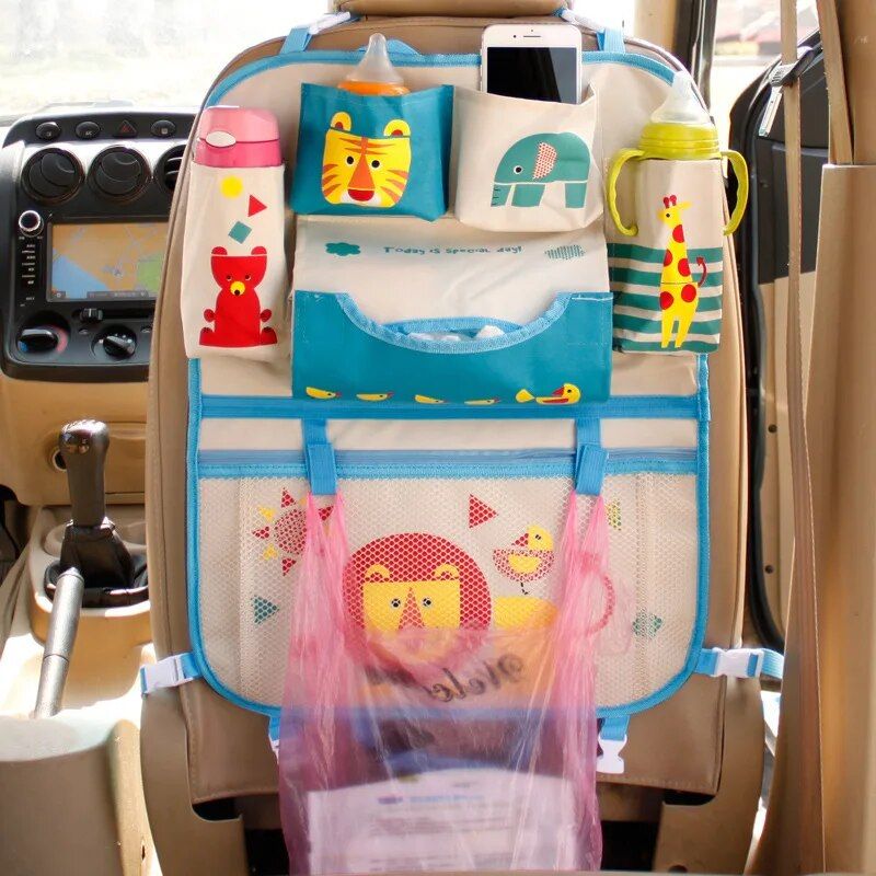 Fun and Functional Kids Cartoon Car Back Seat Organizer