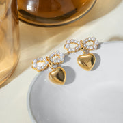 pearl bowknot heart pendant earrings, view 3 - MRSLM