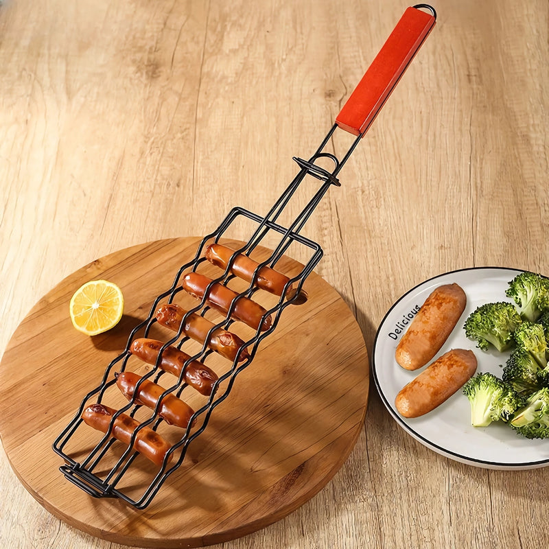 stainless steel BBQ hot dog grill basket, view 3 - MRSLM