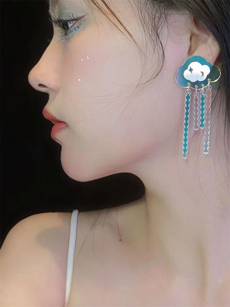 iridescent cloud stud earrings, view 2 - MRSLM
