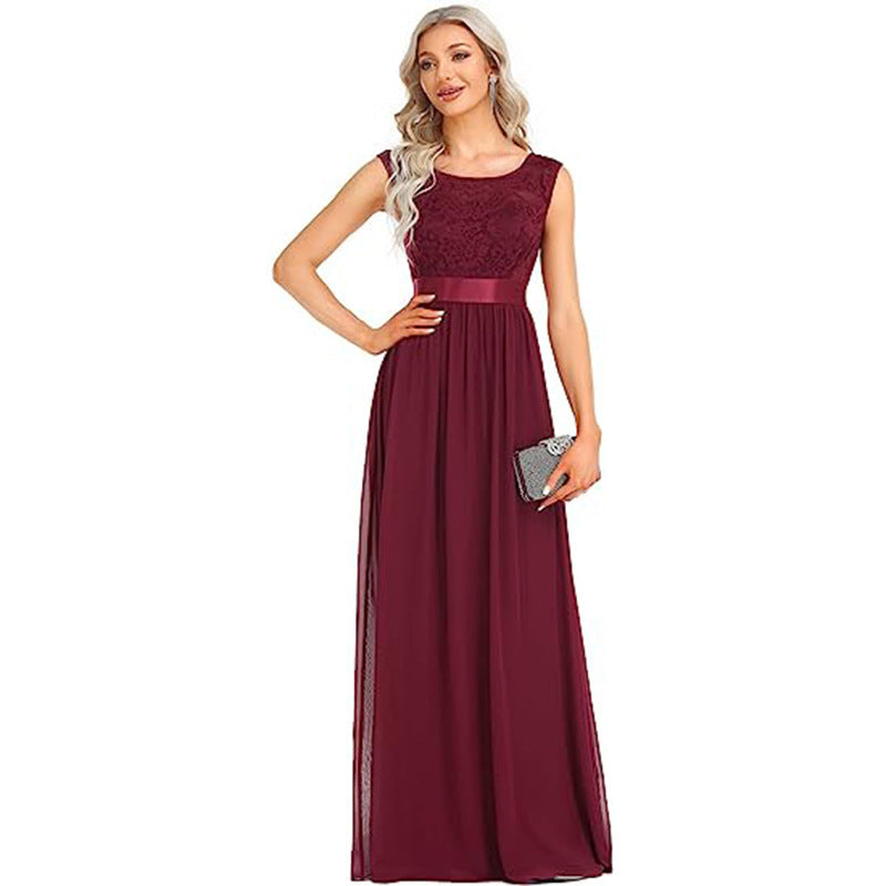 lace stitching long dress, view 12 - MRSLM
