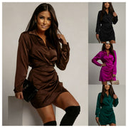women's satin short dress, view 2 - MRSLM