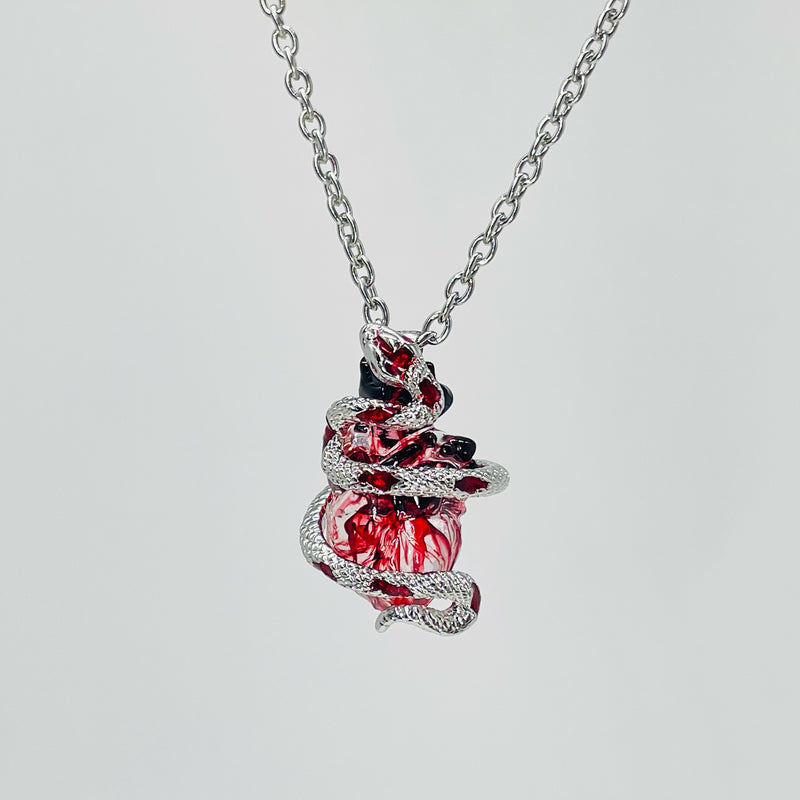 snake heart pendant necklace, view 4 - MRSLM