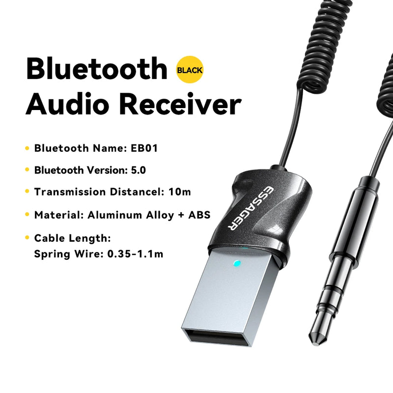 bluetooth 5.0 aux adapter for car audio, view 2 - MRSLM