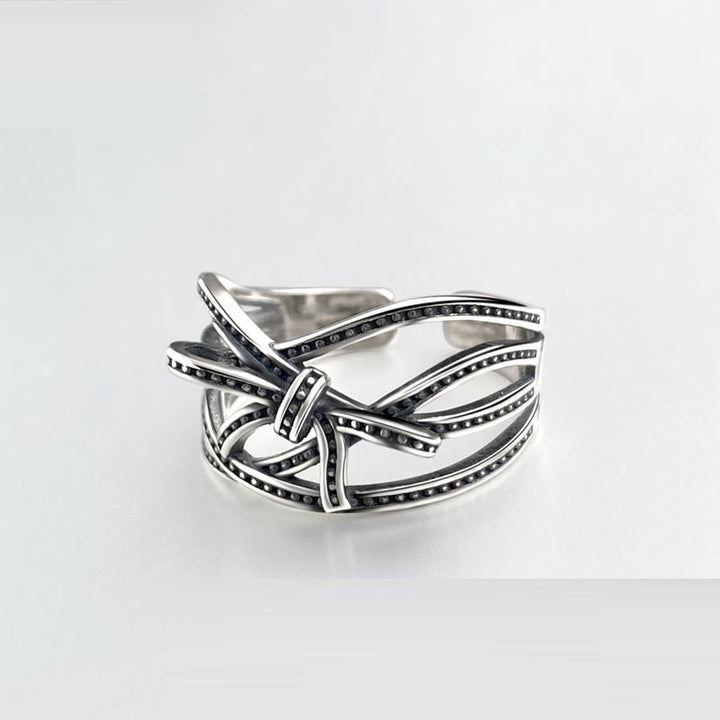 Vintage Minimalist Design S925 Sterling Silver Bends And Hitches Ring