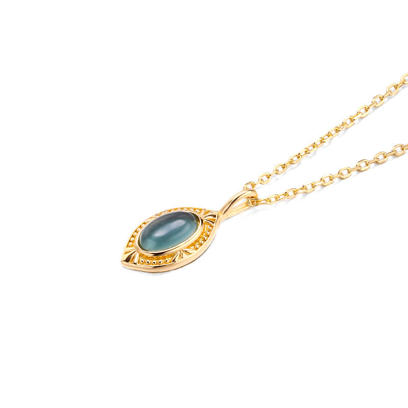 blue topaz and olive water drop necklace, view 7 - MRSLM