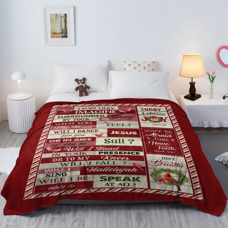 Christmas cardinal fleece throw blanket, view 3 - MRSLM