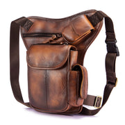 Men's oil waxed leather leg waist bag, view 10 - MRSLM