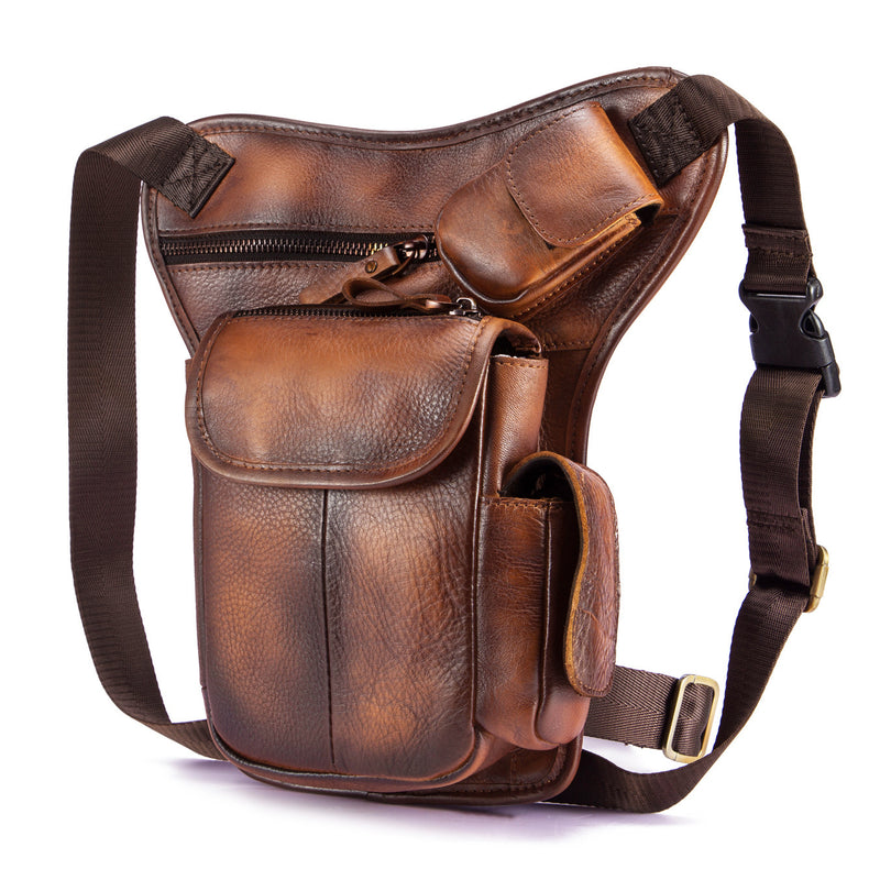 Men's oil waxed leather leg waist bag, view 10 - MRSLM