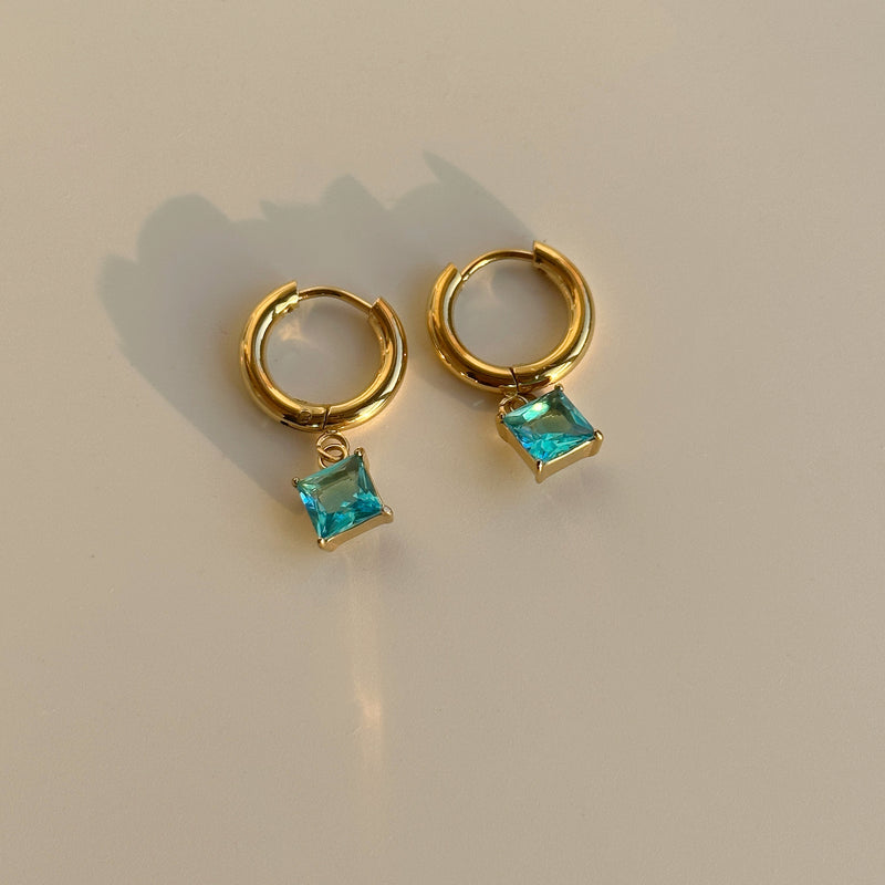 square zircon pendant earrings, view 4 - MRSLM