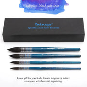 4-piece squirrel and horse hair watercolor brush set, view 4 - MRSLM