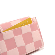 Checkerboard trifold wallet with cartoon print, view 2 - MRSLM