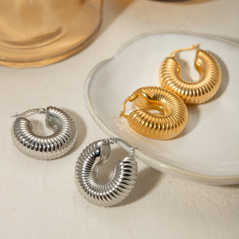 large snail shell hoop earrings, view 5 - MRSLM