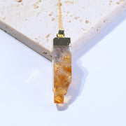 Yellow crystal rectangle pendant necklace, view 5 - MRSLM
