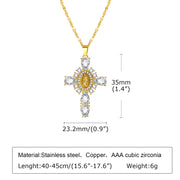 rhinestone cross pendant necklace, view 11 - MRSLM