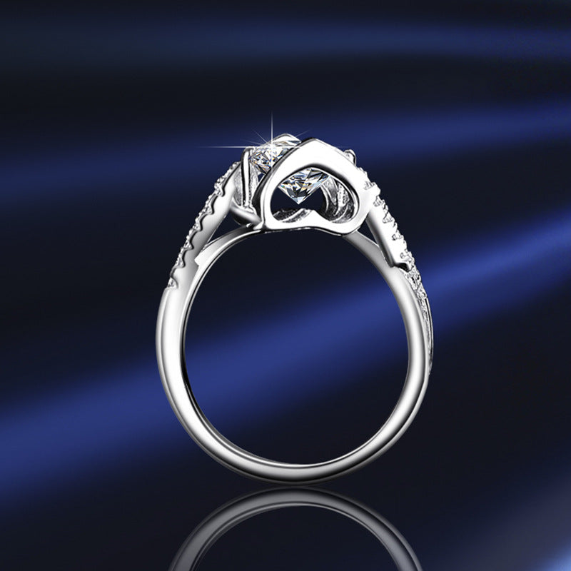 one carat moissanite heart open wedding ring, view 2 - MRSLM