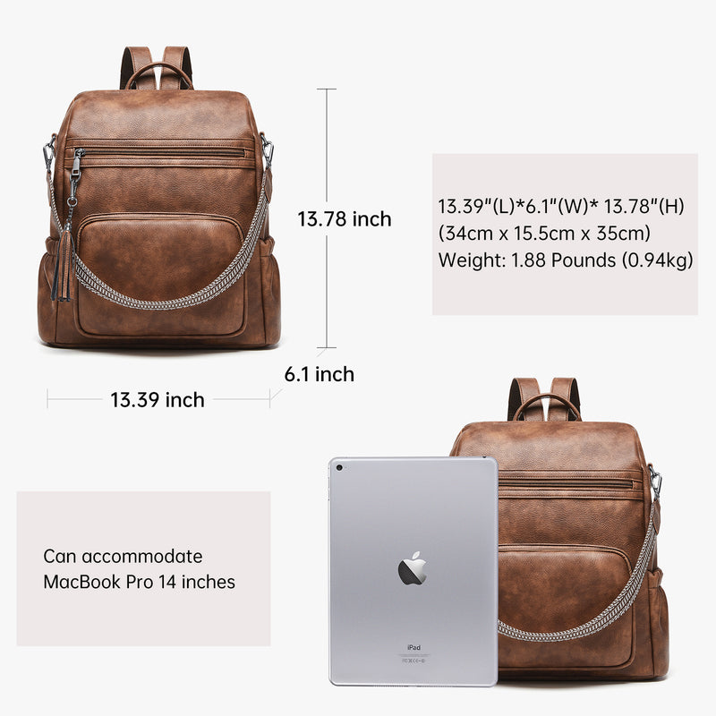 Retro women's casual laptop backpack, view 9 - MRSLM