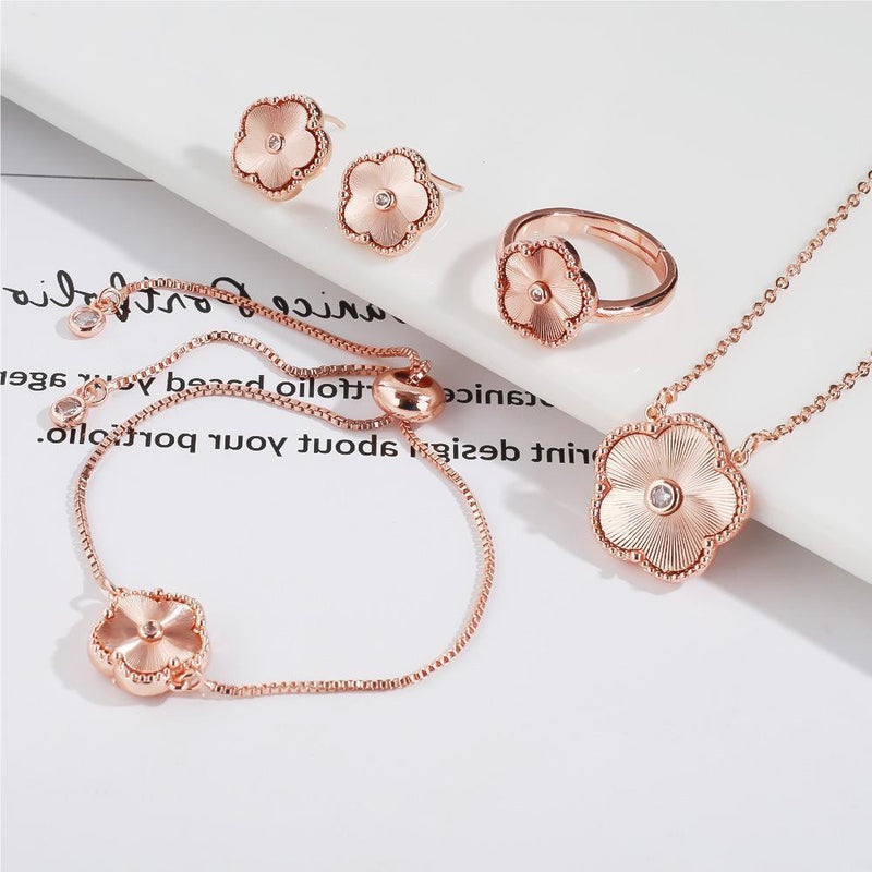 floral stainless steel jewelry set, view 8 - MRSLM