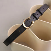 Women's cow leather belt with irregular buckle, view 3 - MRSLM