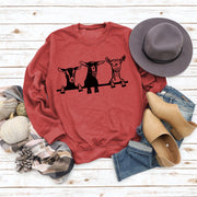cute alpaca print crew neck sweatshirt, view 8 - MRSLM