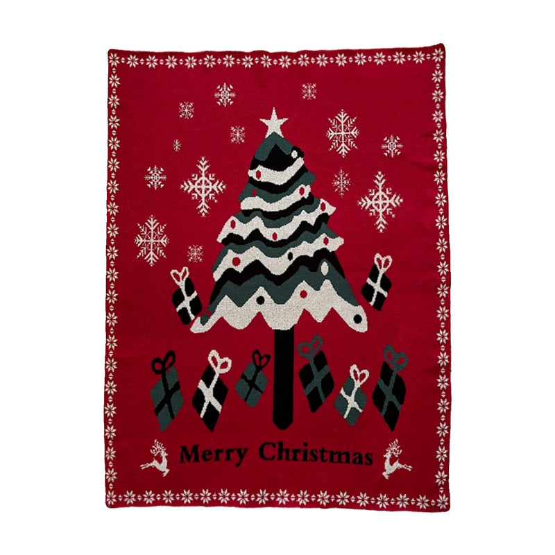christmas tree knitted blanket, view 6 - MRSLM