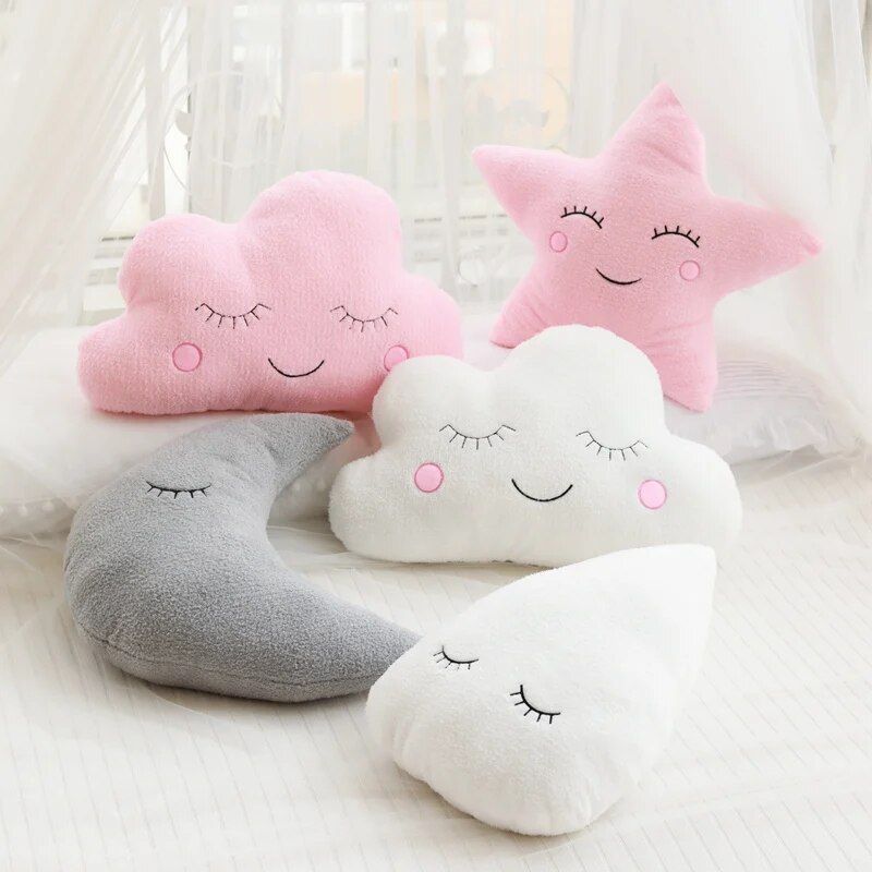 Nice Stuffed Cloud Moon Star Raindrop Plush Pillow