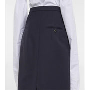 high-waisted vintage pleated midi skirt, view 5 - MRSLM