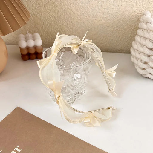 bow knot lace mesh headband, view 3 - MRSLM