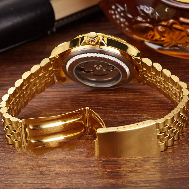 gold tourbillon-style business watch, view 3 - MRSLM