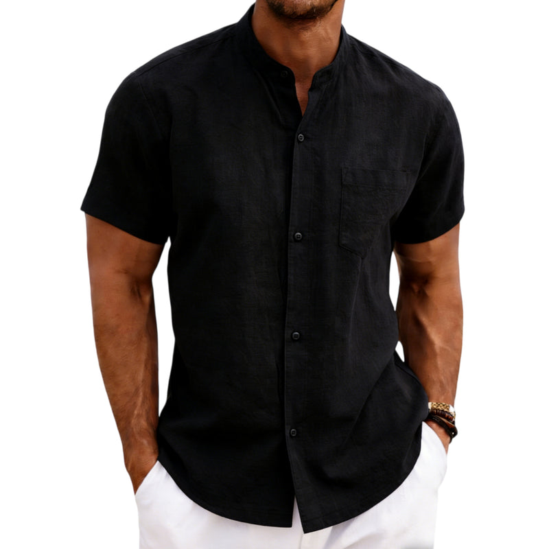 men's linen short sleeve shirt, view 2 - MRSLM