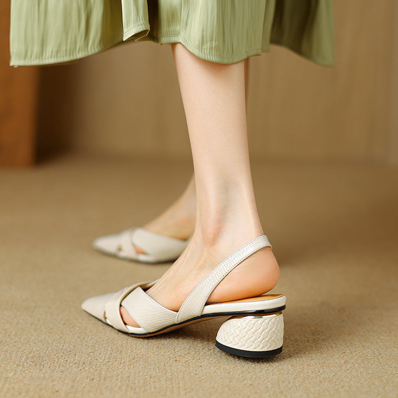 leather pointed toe sandals, view 21 - MRSLM