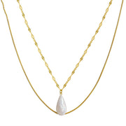 freshwater baroque pearl silver necklace, view 3 - MRSLM