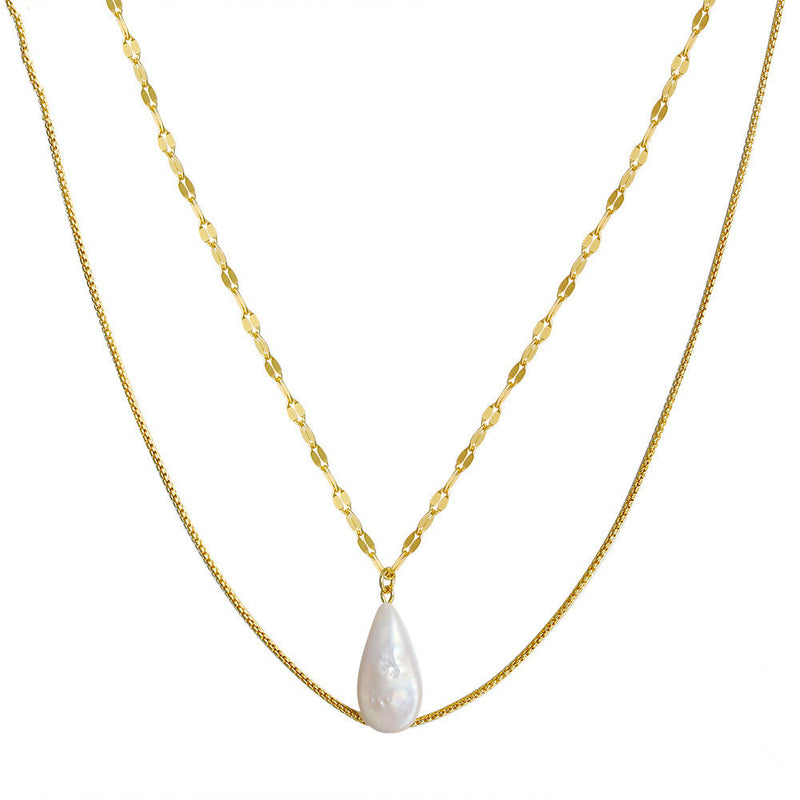 freshwater baroque pearl silver necklace, view 3 - MRSLM