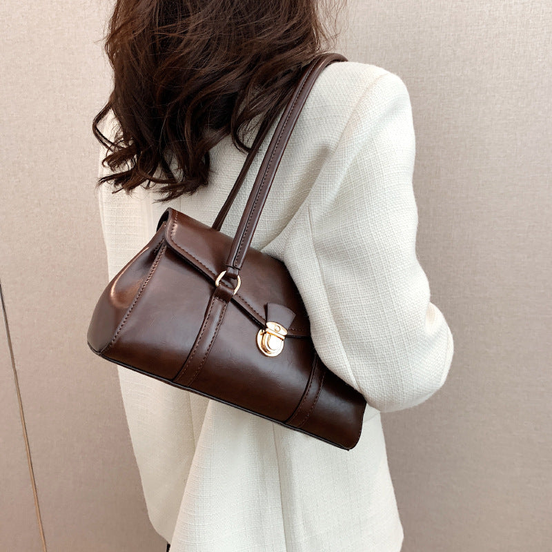retro PU tote bag for women, view 5 - MRSLM