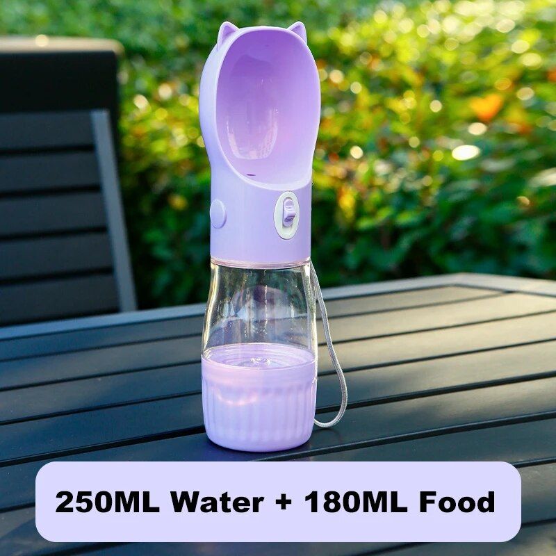 Portable 2-in-1 pet water bottle and food dispenser, view 5 - MRSLM