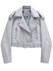 washed motorcycle jacket for women, view 16 - MRSLM