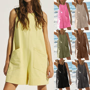 Women's sleeveless shorts jumpsuit with pockets, view 3 - MRSLM