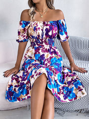 Square collar ruffle A-line dress, view 8 - MRSLM