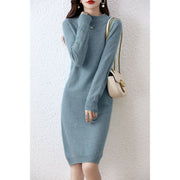 half-high collar woolen dress, view 9 - MRSLM