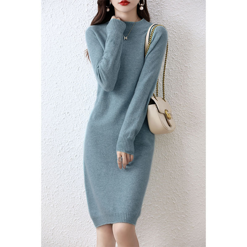 half-high collar woolen dress, view 9 - MRSLM