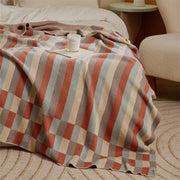 Colorful stripe plaid cotton blanket, view 4 - MRSLM