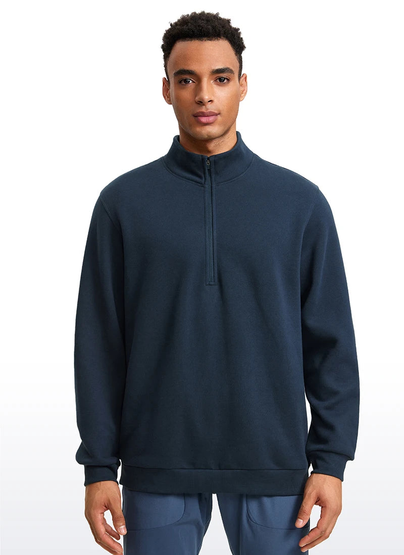 men's fleece-lined mock neck half zip sweatshirt, view 12 - MRSLM