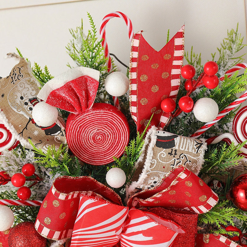 Upside-down Christmas tree candy wreath, view 4 - MRSLM