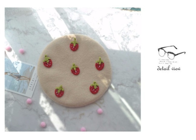 strawberry beret, view 3 - MRSLM