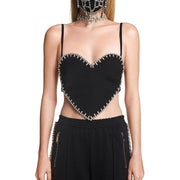 v-neck patchwork diamond zipper tank top, view 5 - MRSLM