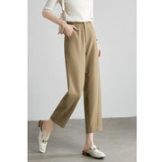 brown cropped harem pants for women, view 3 - MRSLM