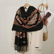 cashmere floral scarf, view 5 - MRSLM