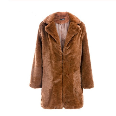 Women's long faux fur coat, view 3 - MRSLM