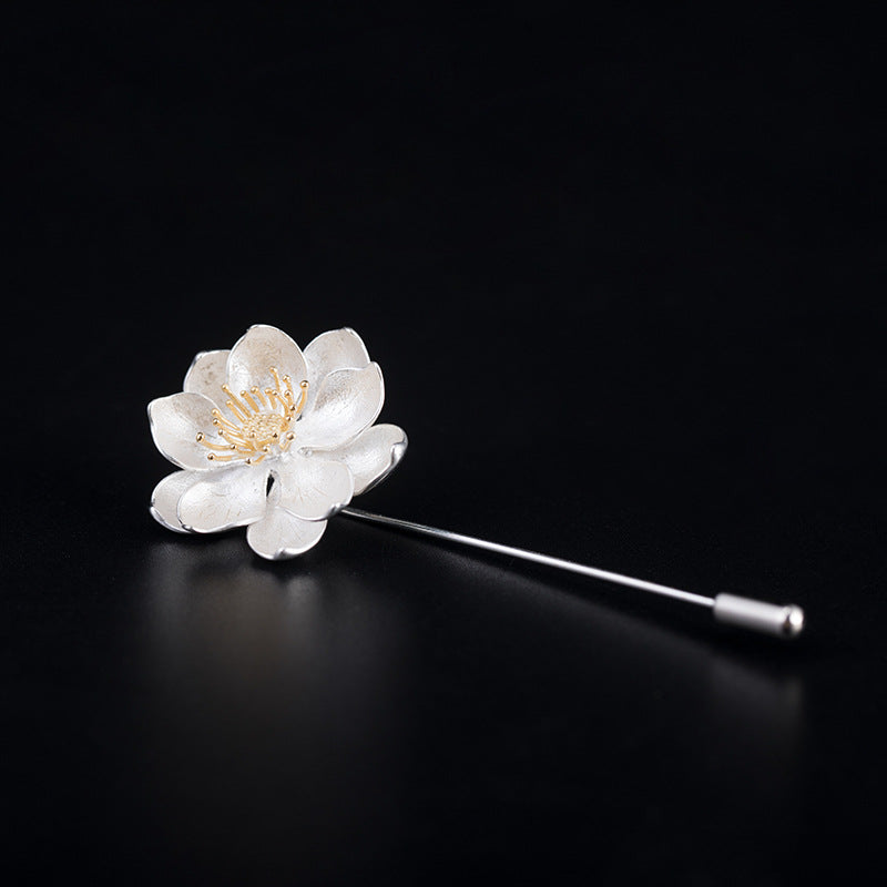 simple lotus collar pin brooch, view 5 - MRSLM