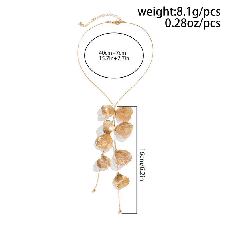 flower petal pendant choker necklace, view 11 - MRSLM
